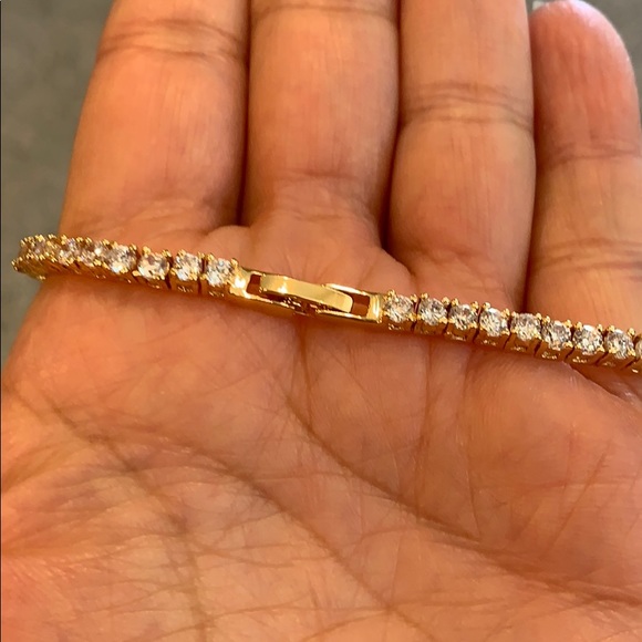 New 14k Gold Plated Tennis Bracelet 6.5" inches - Picture 9 of 16